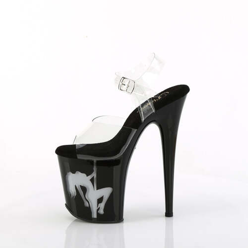 Босоножки Flamingo-808NLSG. Каблук 8 дюймов, ремешок на щиколотке 4 дюйма со светодиодной подсветкой PF. Цвет: прозрачный/разноцветный.