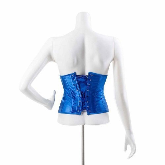 Корсаж атласный сзади со шнуровкой, синий, L