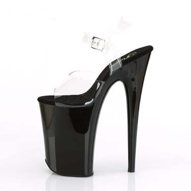 Босоножки Infinity-908, каблук 9 дюймов, ремешок на щиколотке 5 1/4 дюйма, прозрачный/черный