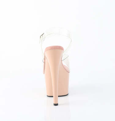 Босоніжки Adore-708 на підборах 7 дюймів, босоніжки з ремінцем на щиколотці 2 3/4 дюйма, прозорі/рум'яні