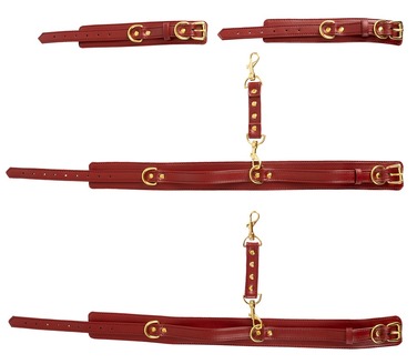 Наручники и набедренные фиксаторы Bad Kitty красные