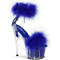 Босоніжки Pleaser Adore-724F *7 дюймів на підборах, 2 3/4 дюйма з хутра марабу PF з манжетою на щиколотці, блискавка ззаду, сині