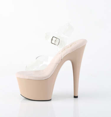 Босоніжки Adore-708 на підборах 7 дюймів, босоніжки з ремінцем на щиколотці 2 3/4 дюйма, прозорі/тілові