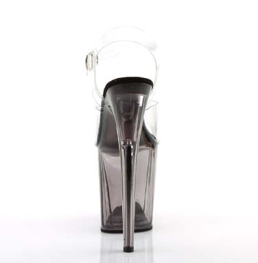 Босоножки Flamingo-808T с каблуком 8 дюймов и ремешком на щиколотке шириной 4 дюйма, цвет прозрачный/серый