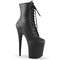 Чоботи Pleaser Flamingo-1020 на підборах 8 дюймів, черевики на шнурівці спереду 4 дюйми, блискавка збоку, чорні, з веганської шкіри/чорні