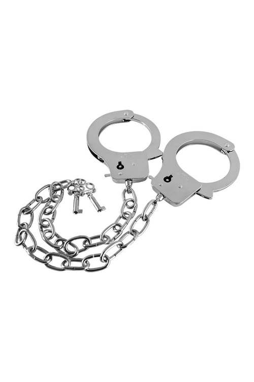 Металлические наручники GP Metal Handcuffs на длиной цепочке, серебристые