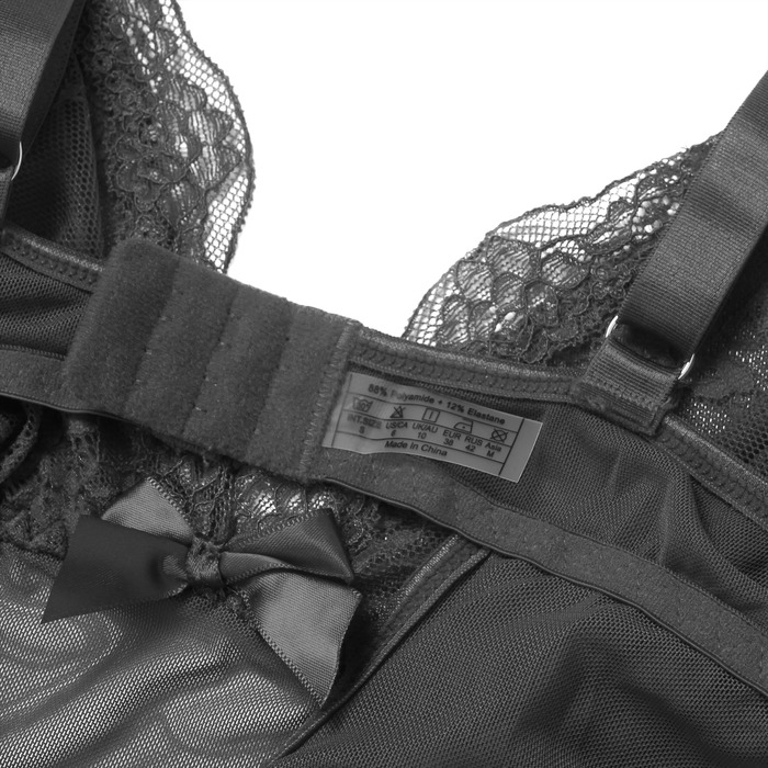 Платье-пеньюар макси с разрезами Star Night с трусиками, с кружевом, черное, L