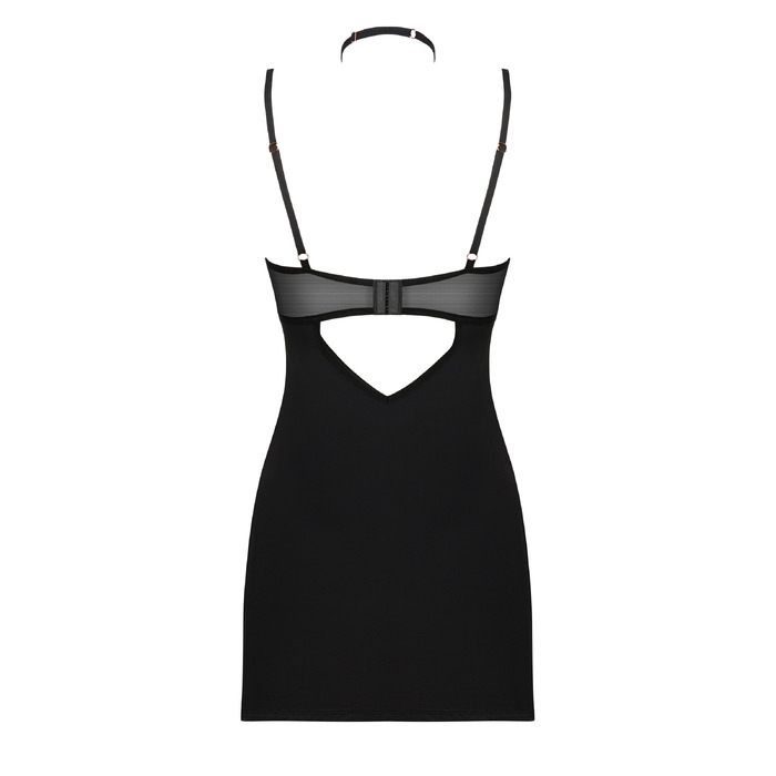 Комплект Obsessive Selinne жіноча сорочка з подвійними бретелями та стрінги, чорний, M/L