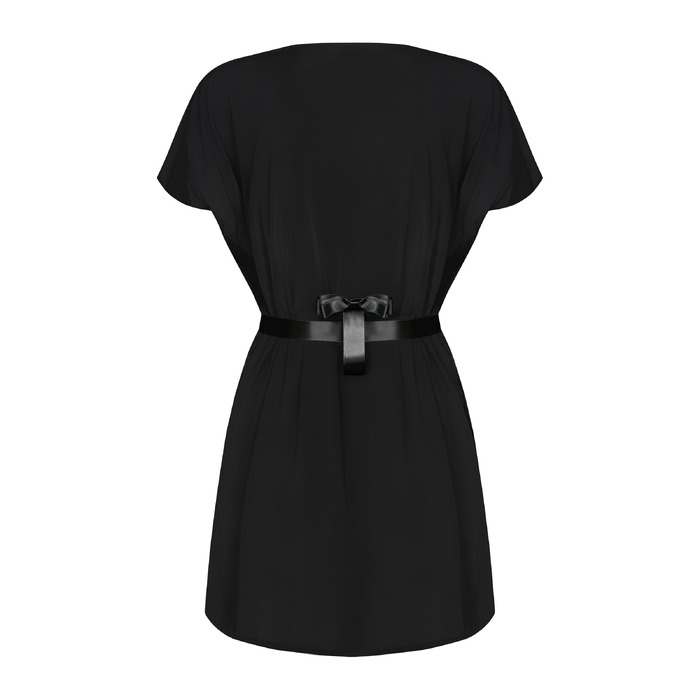 Халатик Obsessive Diyosa с атласным поясом, черный, S/M