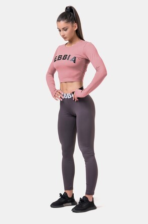 Топ Long Sleeve Thumbhole Sporty Crop Top Old Rose 585 Roze