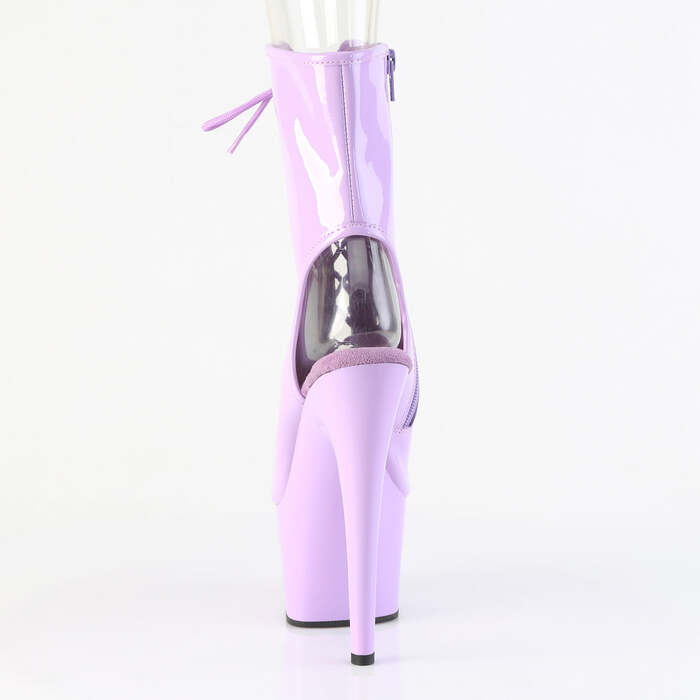 Ботильоны Adore-1016 с каблуком 7 дюймов, открытым носком и пяткой 2 3/4 дюйма, боковой молнией, лавандовый лак.