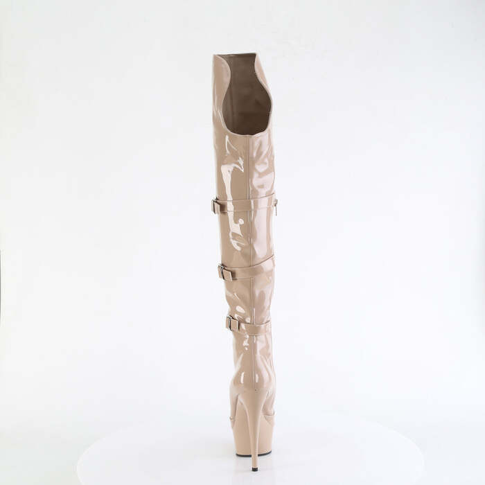 Ботинки Delight-3018, каблук 6 дюймов, ремни с тройной пряжкой 1 3/4 дюйма, бежевый, с ремешком OTK и боковой молнией