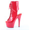 Чоботи Pleaser Adore-1016 на підборах 7 дюймів, чоботи до щиколотки 2 3/4 дюйма з відкритим носком/п'ятою PF, блискавка збоку, червоні лаковані