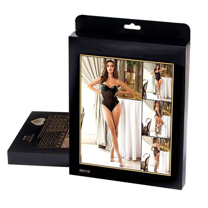 Боди полупрозрачное Star Night с доступом, черное, XS-S