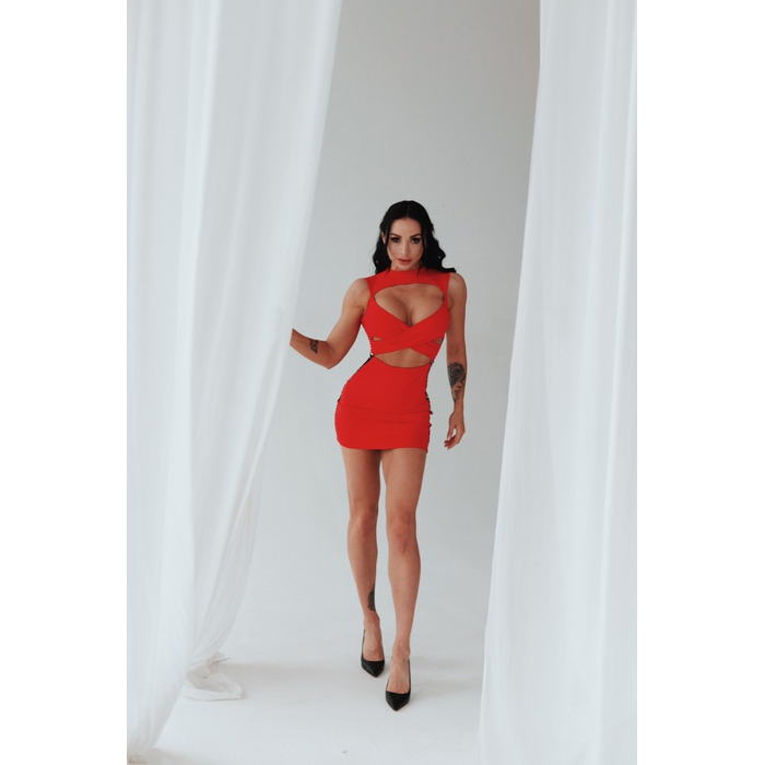 Плаття Fitzona RED DRESS WITH CROSSED TOP AND ZIPER