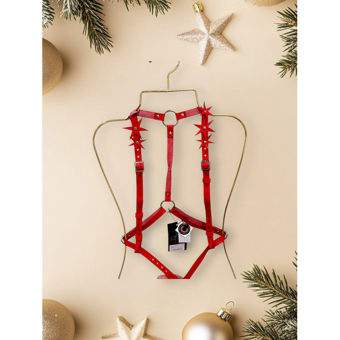 Портупея Candy Hero Star з декоративними елементами у вигляді зірочок, екошкіра, червона