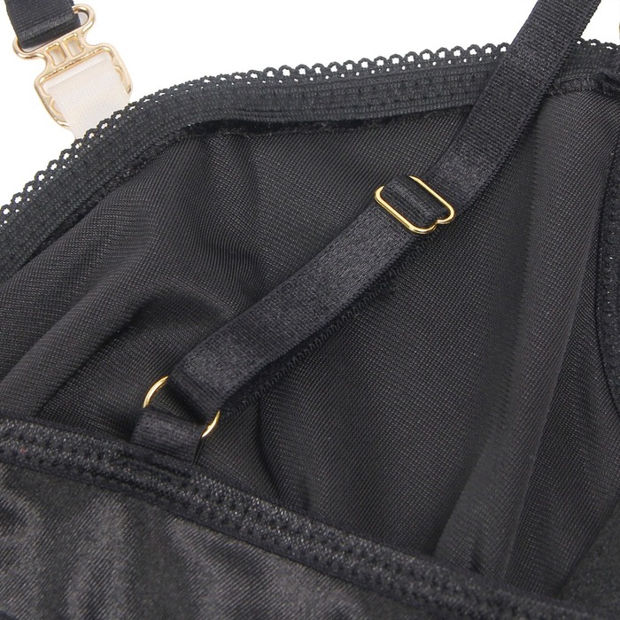 Чорний сексуальний оксамитовий комплект білизни Star Night з чокером та декоративною фурнітурою, L