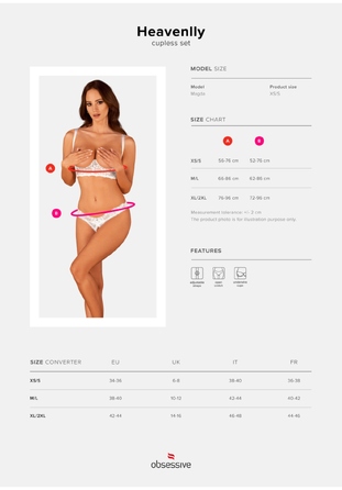 Сексуальный белый комплект Obsessive Heavenlly лиф открытый и трусики с открытым доступом, XS/S