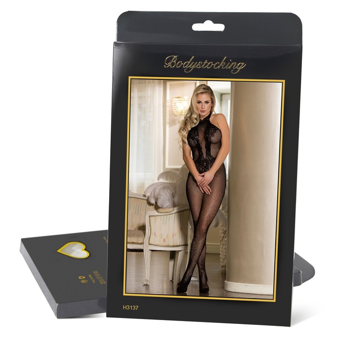 Комбинезон Star Night кружевной, в сеточку, красный, XS-M