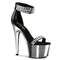 Босоножки Pleaser Adore-769RS. Каблук 7 дюймов, манжета на щиколотке 2 3/4 дюйма, PF-застёжка, молния сзади, чёрно-серебристый цвет