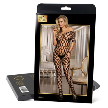 Бодистокинг в крупную сетку Star Night черный XS-M