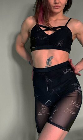 Шорти Velo Tattoo з Сітки з Високою Посадкою для Pole Dance, Yoga та Heels Тренувань - чорний