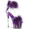 Босоніжки Pleaser Adore-724F *7 дюймів на підборах, 2 3/4 дюйма з хутра марабу PF з манжетою на щиколотці, блискавка ззаду, фіолетові