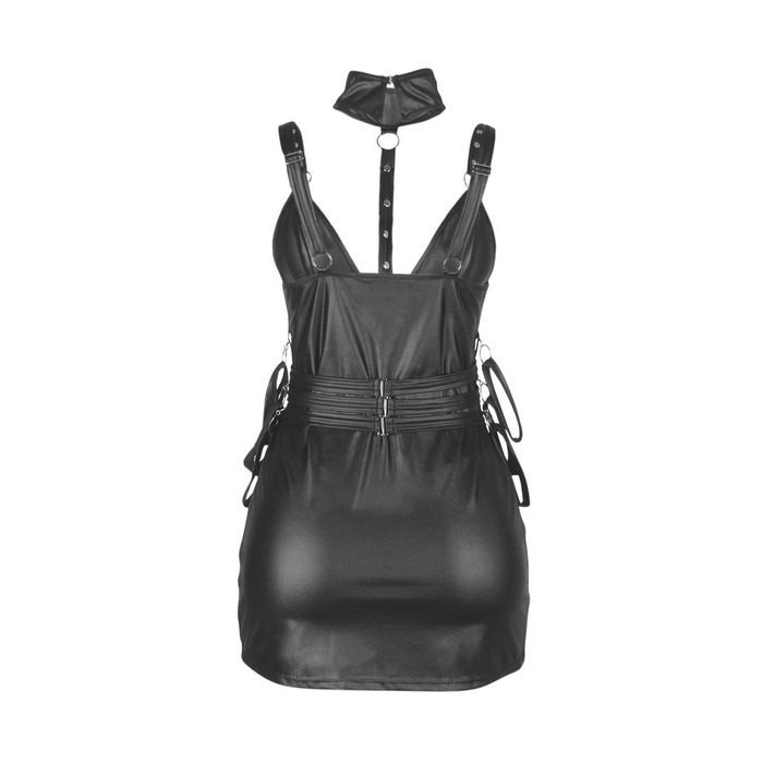 Платье из искусственной кожи и ремешками на руки и шею Star Night с трусиками, черный, XL