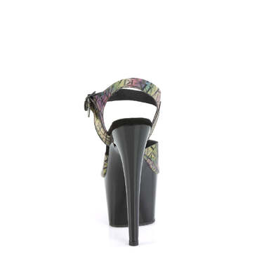 Босоножки Adore-708N-LTP *Каблук 7 дюймов, босоножкии с ремешком на щиколотке шириной 2 3/4 дюйма, зелёно-чёрные