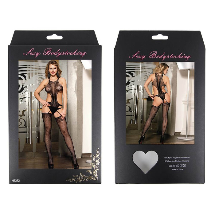 Комбинезон ажурный Star Night с цветочным узором, черный