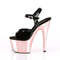 Босоніжки Pleaser Adore-709 на підборах 7 дюймів, босоніжки з ремінцем на щиколотці 2 3/4 дюйма, чорні/рожево-золоті