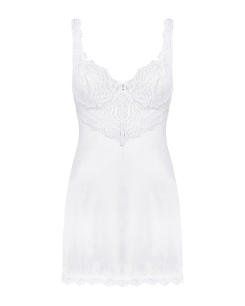 Комплект Obsessive Amor Blanco сорочка з мереживом та трусиками-стрінгами в комплекті, S/M