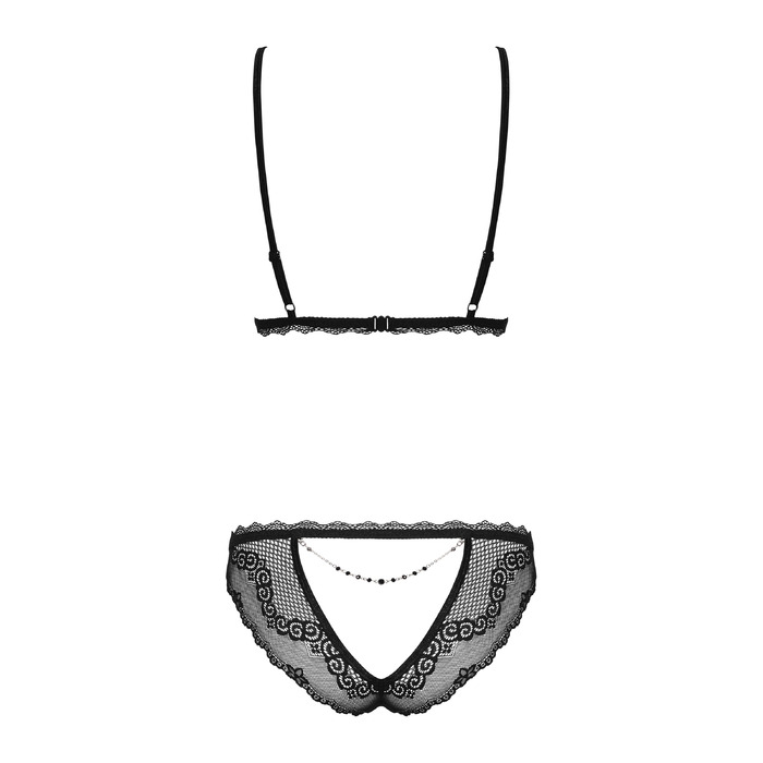 Сексуальный комплект с открытыми сосками Obsessive Millagro 2-pcs set black S/M