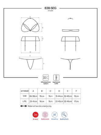 Комплект Obsessive 838-SEG-3 SET L/XL красный