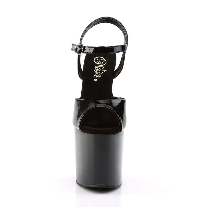 Босоножки Bondgirl-709 *7 1/2 дюйма с ремешком на щиколотке и каблуком-пистолетом на платформе, черные