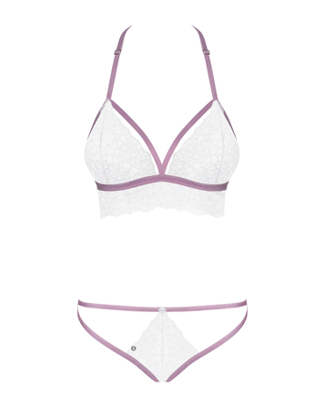 Эротичный комплект кружевной Obsessive Lilyanne 2-pcs set white S/M