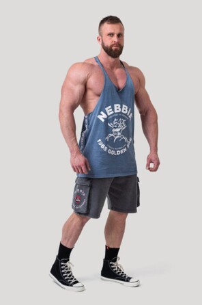 Майка Nebbia Washed Muscle Back Stringer GOLDEN AGE Blue 791