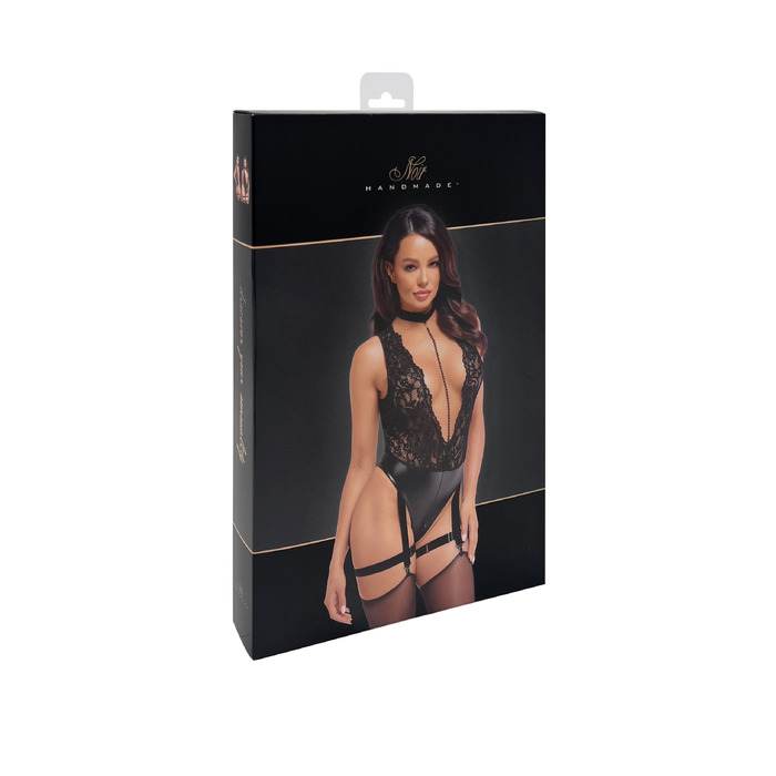 Боди сексуальное с глубоким декольте Noir Handmade Libido F297 черное, размер М