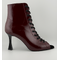 Профессиональные ботильоны для High Heels из натуральной кожи, лаковые, цвет «Бордо» — танцевальная обувь с открытым носком и шнуровкой