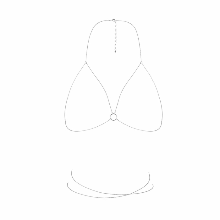 Ланцюжок портупея Bijoux Indiscrets Magnifique Bra Chain - Silver, прикраса на тіло