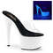 Шльопанці Pleaser Adore-701UV на підборах 7 дюймів, шльопанці 2 3/4 дюйма з PF, прозорі/білі