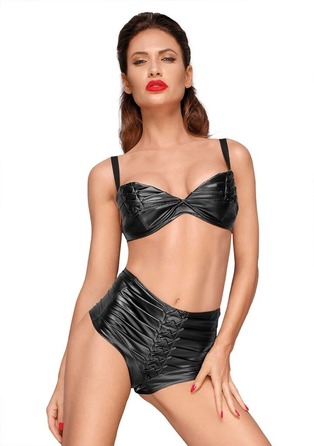 Трусы-шорты с декоративными складками Noir Handmade F176 черные, L