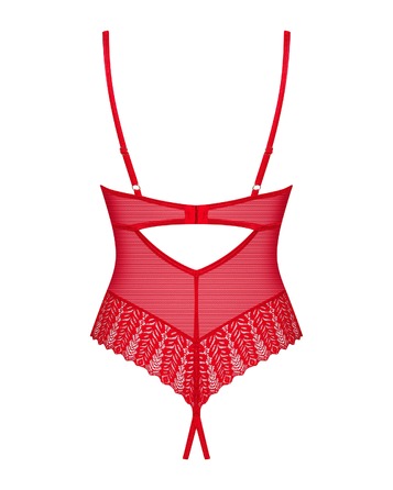 Корсет с ажурными вставками и стринги Obsessive Ingridia красный, XS/S