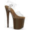 Босоніжки Pleaser Flamingo-808 на підборах 8 дюймів, босоніжки з ремінцем на щиколотці 4 дюйми, прозорі/коричневі