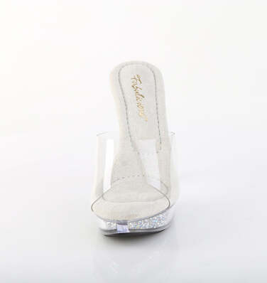 Шлепанцы Cocktail-501RSI, каблук 5 дюймов, 2,5 см, PF-шлепанцы со вставками RS, прозрачные/серебристые стразы