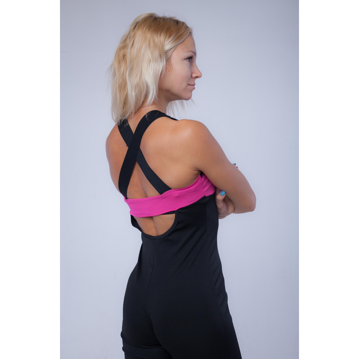 Комбинезон для воздушной гимнастики чёрный с розовым