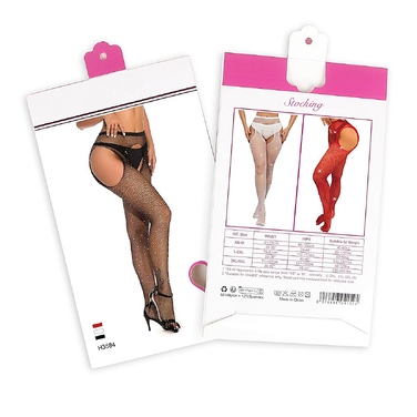 Колготы эротические черные Star Night с открытым доступом и стразами, XS-M