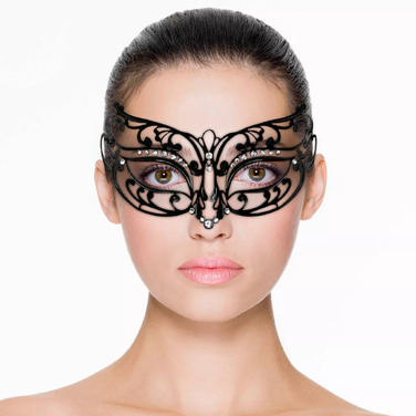 Маска венецианская Easytoys, металлическая, со стразами, черная