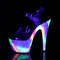 Босоніжки Pleaser Adore-708GXY на підборах 7 дюймів, босоніжки з ремінцем на щиколотці 2 3/4 дюйма з УФ-ефектом галактики, прозорі/фіолетові