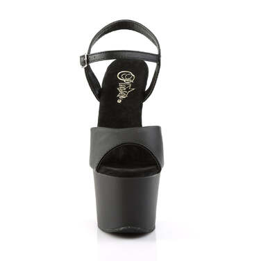 Босоніжки Sky-309 на підборах 7 дюймів, босоніжки 2 3/4 дюйма PF, чорні, з веганської шкіри/чорні